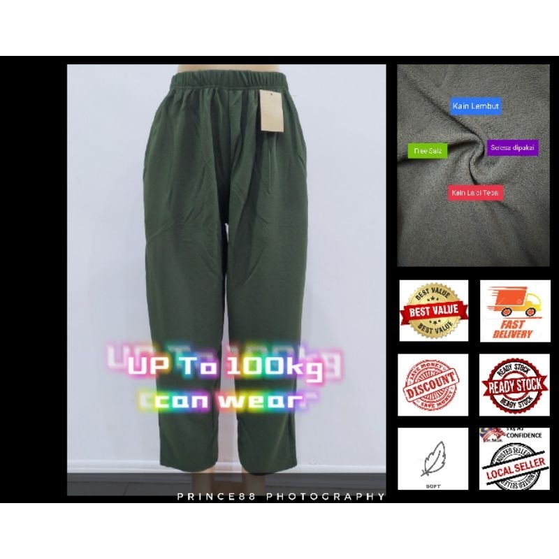 Saiz ขนาดใหญ่ 4XL กางเกงสแล็กขายาวผู้หญิงฟรีกางเกงยาวผู้หญิง PLUS SIZE 4XL