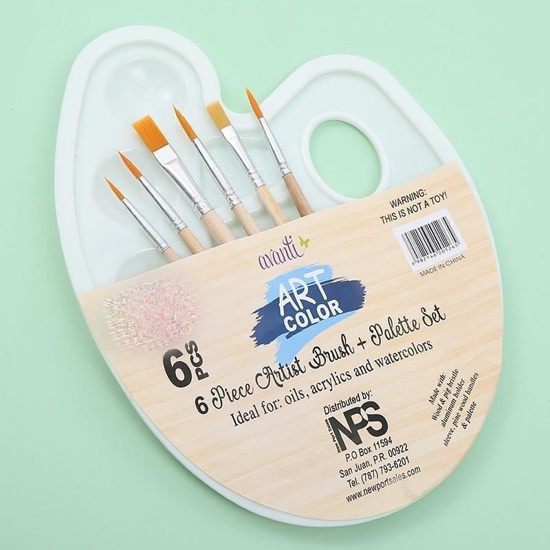 Artist Brush Painting Set 6PCS + Palette สีน้ํา Gouache สีน้ํามันอะคริลิค SD168-6