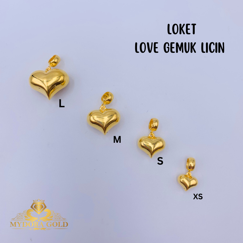 Mydoragold Charm &amp; Bead Fesyen Loket Love Gemuk Licin Emas 916 [916 Gold] จี้ทองคํา 916 เครื่องประดับ
