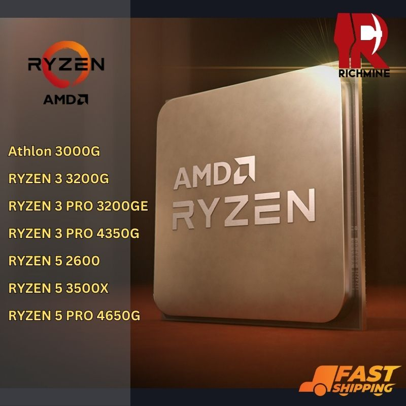 โปรเซสเซอร์ CPU AMD Ryzen 3 5 2600 3000G 3200GE 3200G 3500X 3600 4360G 4650G PRO สําหรับเล่นเกมคอมพิวเตอร์ตั้งโต๊ะ