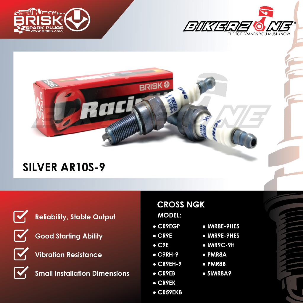 BRISK หัวเทียน Silver Racing มอเตอร์ไซค์ AR10S-9