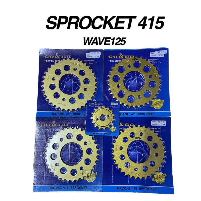 HONDA WAVE125 SPROCKET GOLD 415 ( 14T-15T ) ( 32T-36T ) SPROCKET GONGO GOLD 415