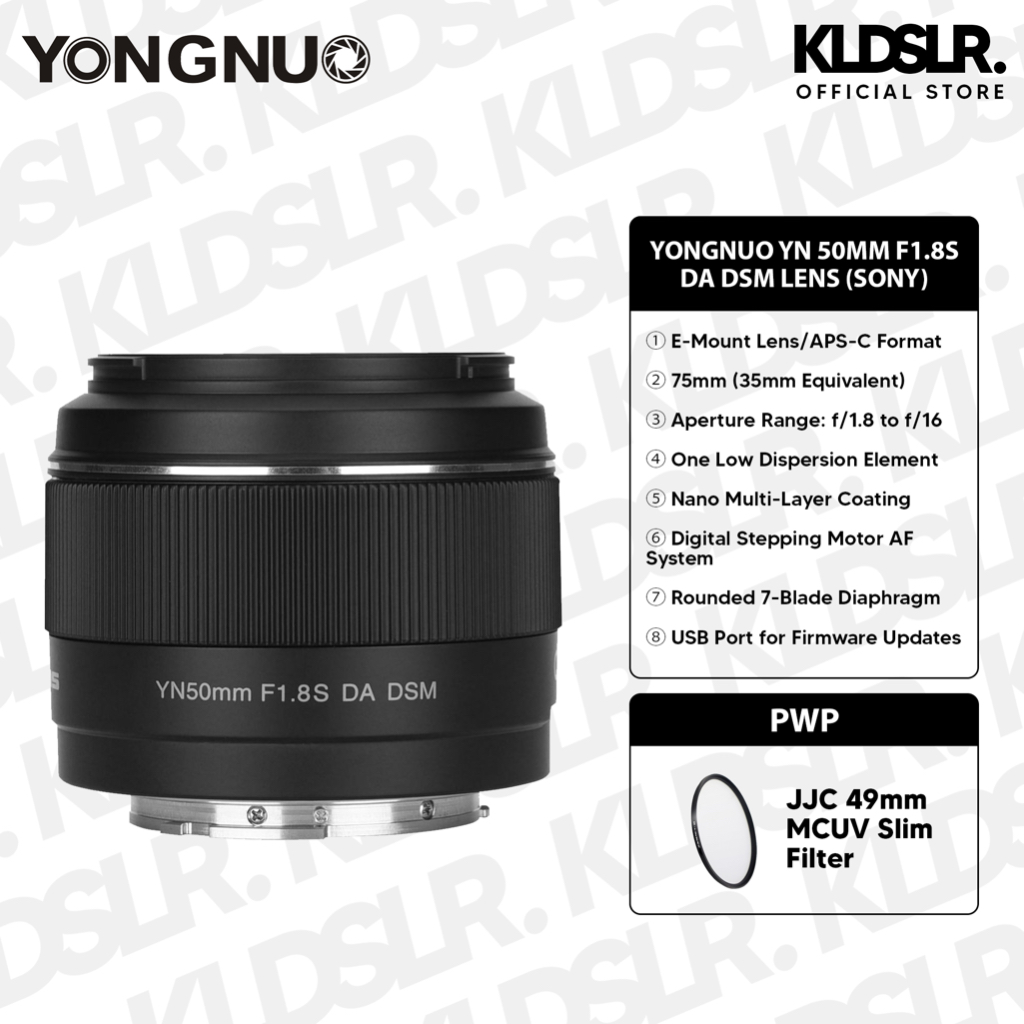 Yongnuo YN 50mm / YN50MM F1.8S DA DSM เลนส์สําหรับ Sony E Mount (APS-C) A6000 / A6400 / A6300 / A650