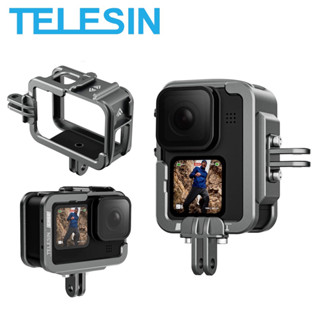 Telesin เคสกรอบโลหะ แนวตั้ง สีดํา สําหรับ GoPro HERO 11 10 9