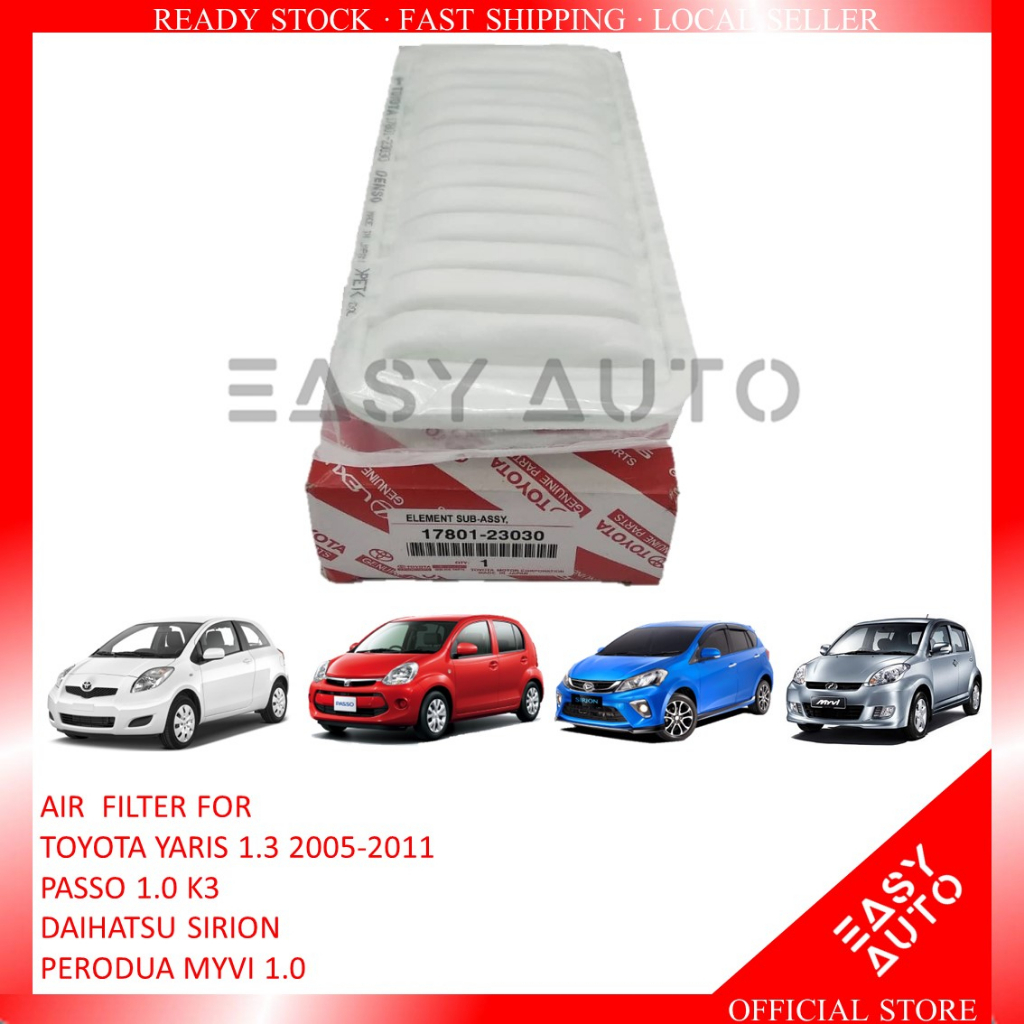 [AIR FILTER] TOYOTA YARIS 1.3-1780123030 PASSO 1.0 K3 DAIHATSU SIRION PERODUA MYVI 1.0