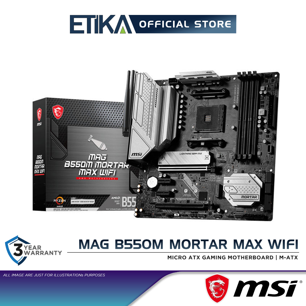 Msi MAG B550M Mortar Max WiFi Micro ATX เมนบอร์ดสําหรับเล่นเกม M-ATX AMD AM4 ซ็อกเก็ต