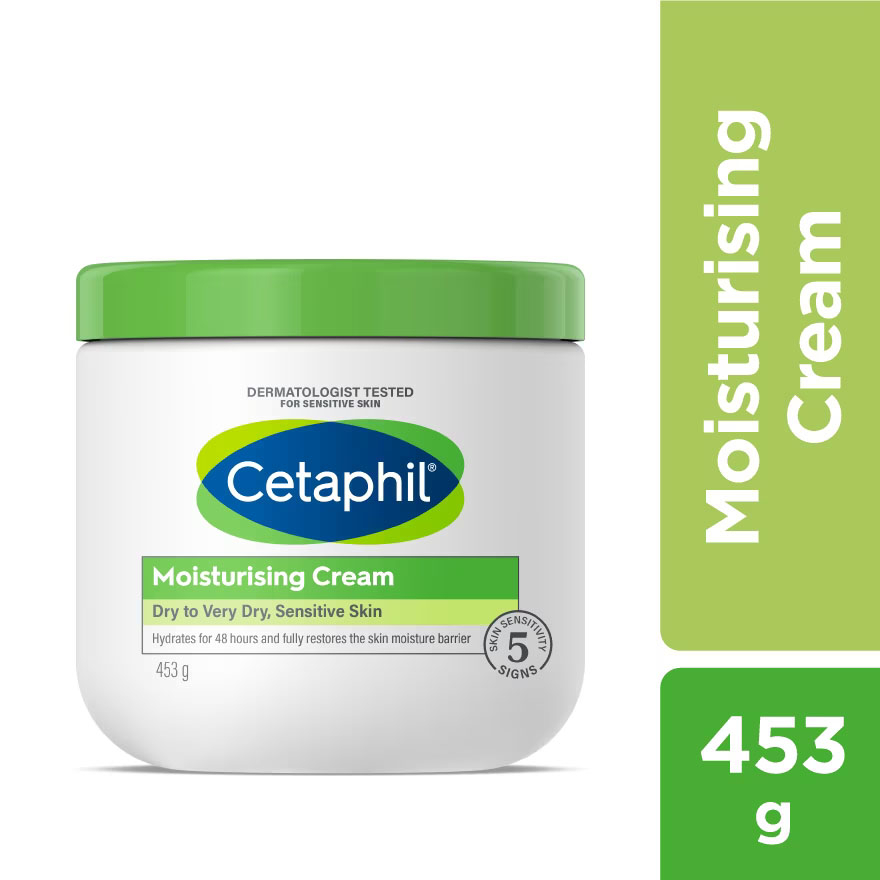 Cetaphil Moisturizing Cream For Face & Body 453g ปกป้องผิวจากความชุ่มชื้นและให้ความชุ่มชื้นยาวนาน