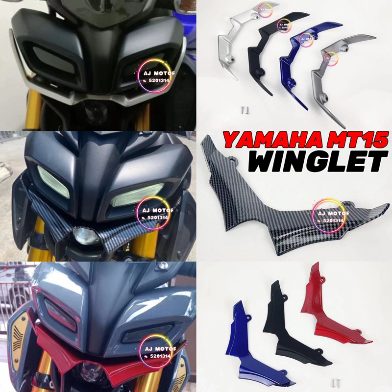 YAMAHA MT15 MT 15 WINGLET + SCREW WING LET HEAD LAMP HEADLIGHT HEAD LIGHT COVER LENS GUARD VISOR WIN