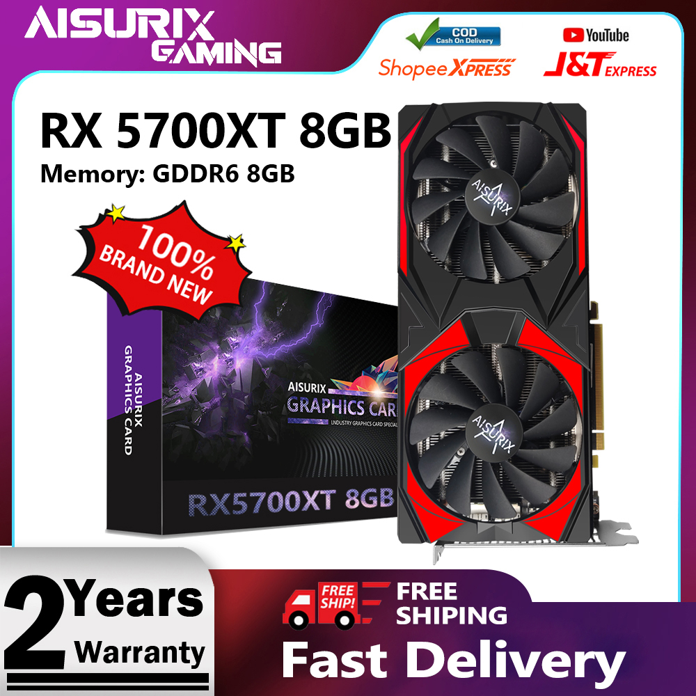 Aisurix การ์ดจอ RX 5700XT 8GB AMD GPU GDDR6 สําหรับคอมพิวเตอร์ตั้งโต๊ะ