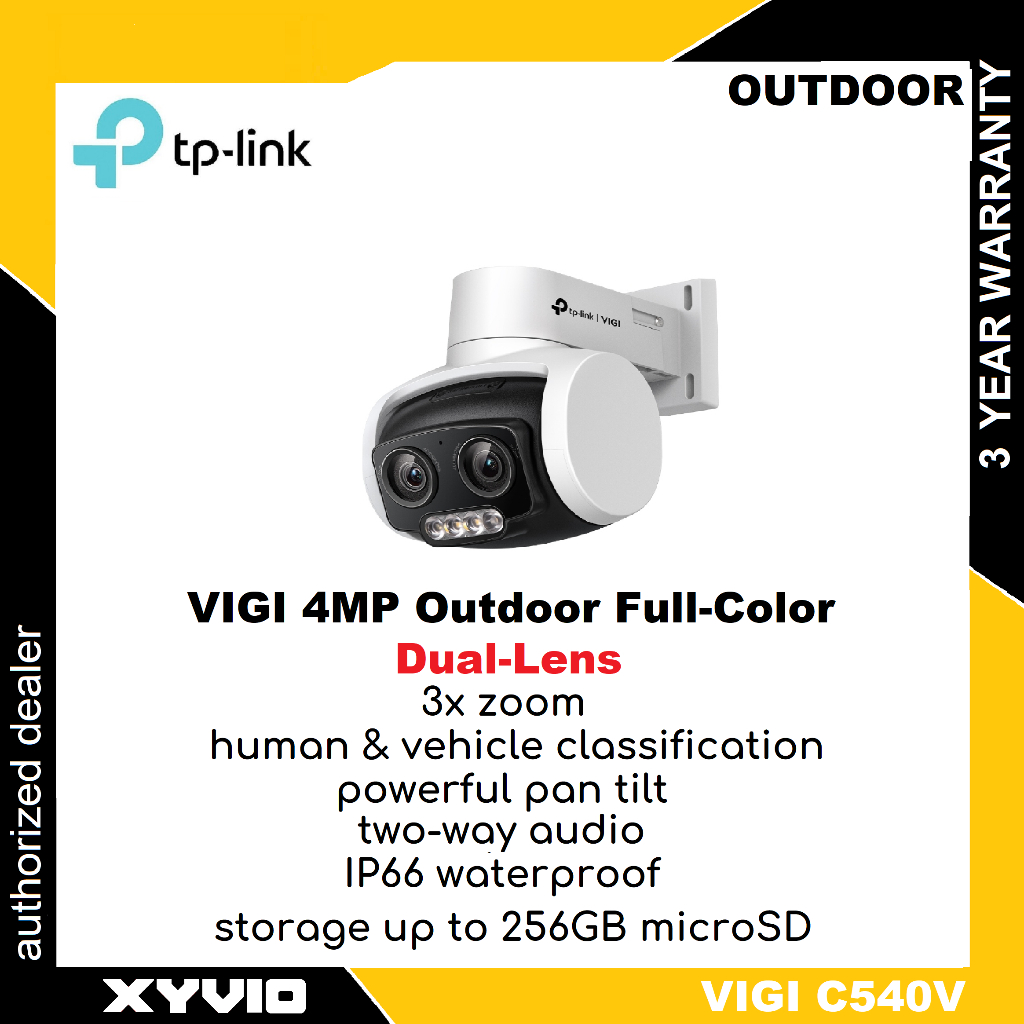 TP-LINK VIGI C540V VIGI 4MP Outdoor Full-Color Dual-Lens Varifocal Pan Tilt Network Camera