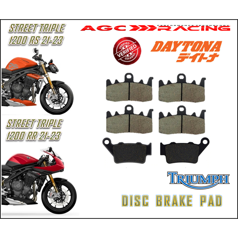ผ้าเบรค TRIUMPH STREET TRIPLE 1200 RS STREET TRIPLE 1200 RR 21-23 คุณภาพสีดํา