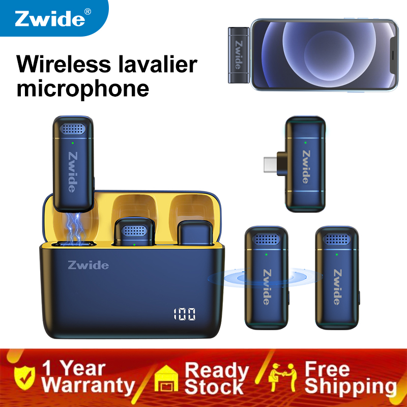Zwide M6 ไมโครโฟนไร้สายแบบหนีบเสื้อสําหรับโทรศัพท์มินิแบบพกพาลดเสียงรบกวนเสียงไมโครโฟนบันทึกวิดีโอสําหรับ IOS Android