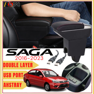 Proton Saga 2016-2023 ที่วางแขนสองชั้น ปรับได้ พร้อมพอร์ตชาร์จ USB 7 พอร์ต สําหรับรถยนต์