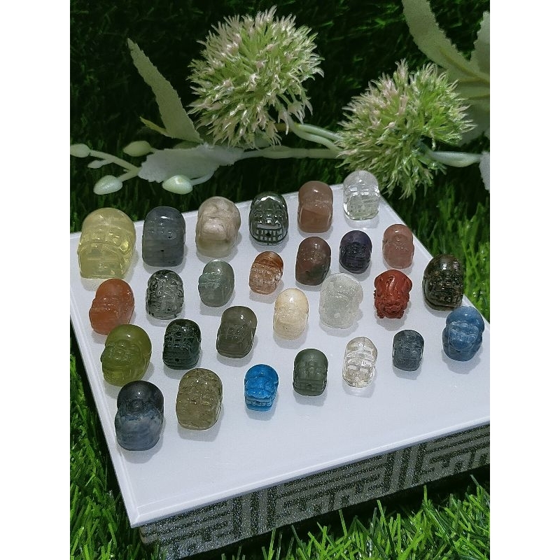 Multi Crystal Pixiu Through Hole - citrine / iolite / Serpentine/ sunstone / Strawberry Quartz / Ros