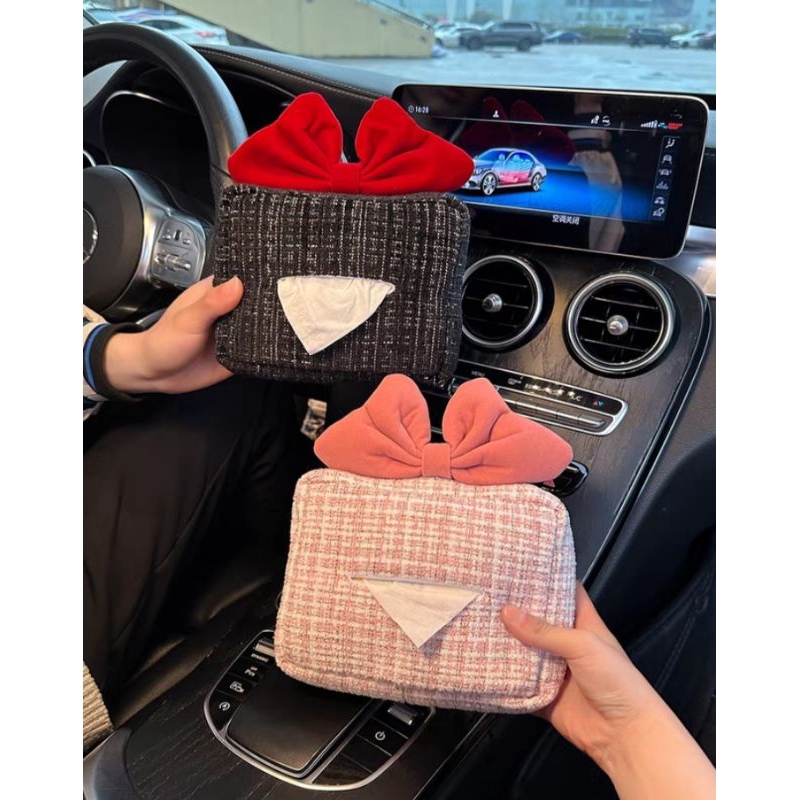Princess Escape Bow Ribbon Car Tissue Box Automobile Internal Accesories Kotak Tisu Kereta Dityityit