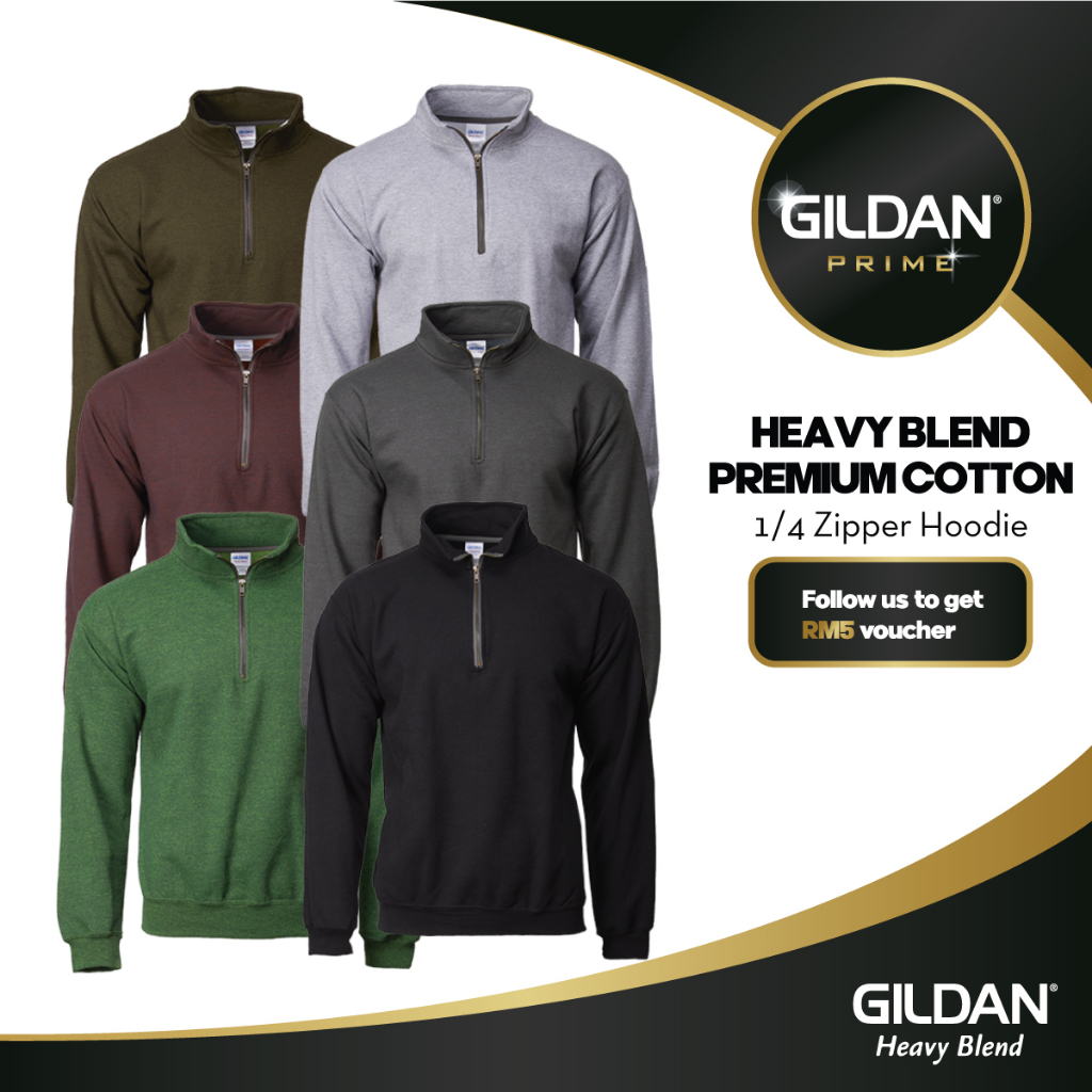 GILDAN PRIME Heavy Blend Premium Vintage Cadet Collar Sweatshirt 18800 Unisex โพลีเอสเตอร์ผ้าฝ้ายหนา