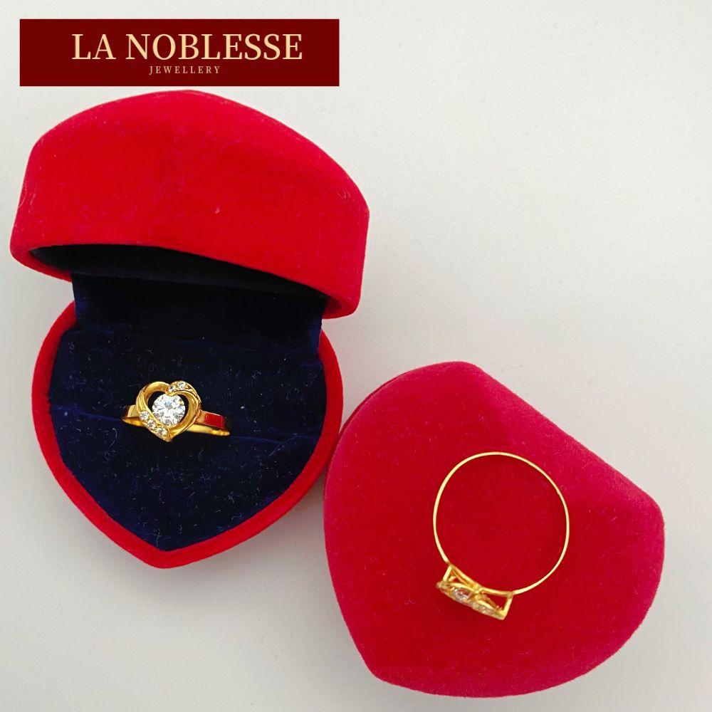 Cincin Emas 585 Love Pattern Permata Bau Tulen 585 /14K Gold Ring Love Pattern Simple