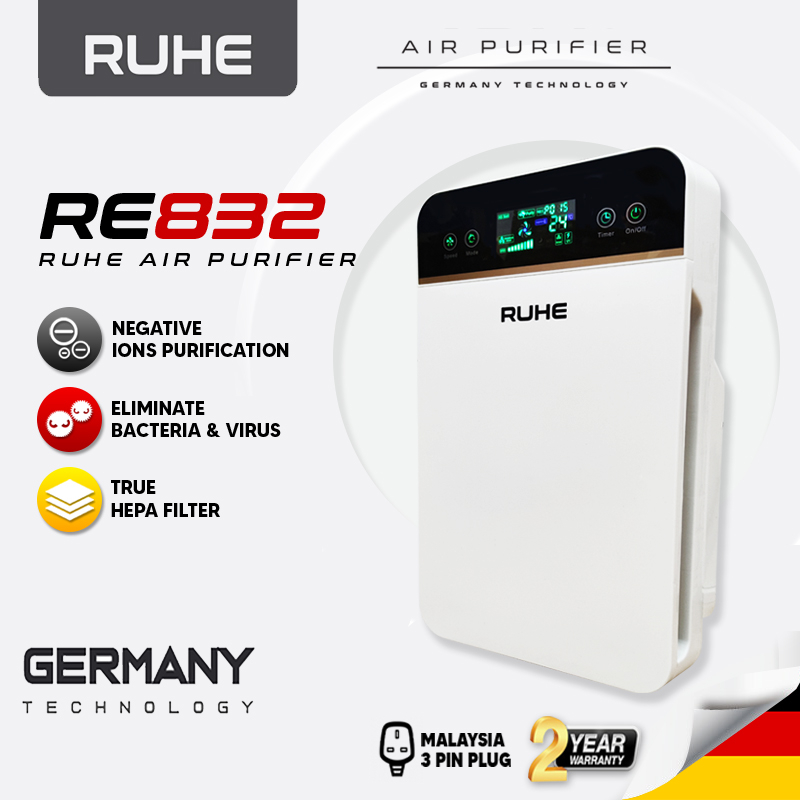 Ruhe RE832 Hepa Anion เครื่องฟอกอากาศ Home Room Filter รีโมทคอนโทรลเครื่องใช้ในครัวเรือน Penapis Pembersih Udara 空气化器