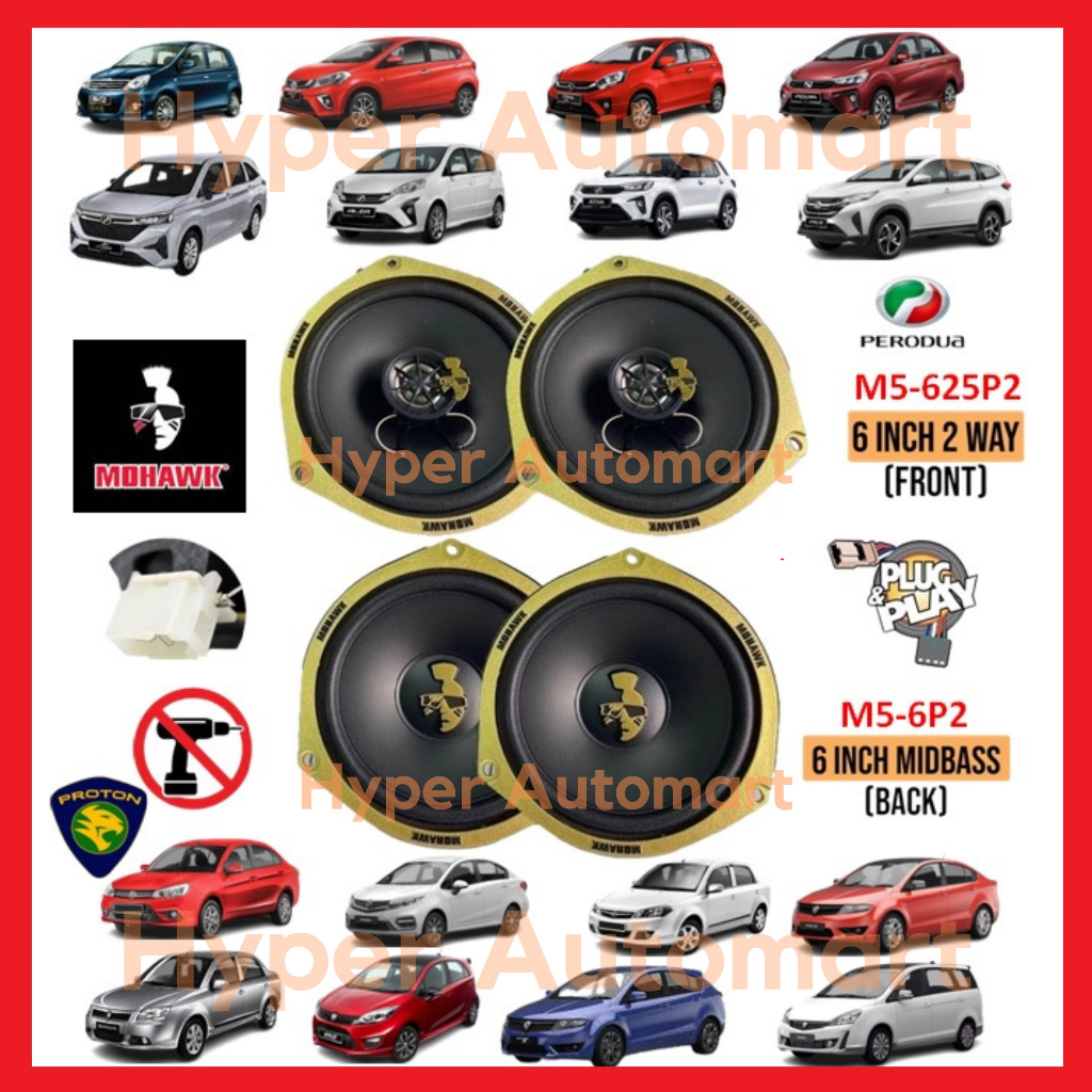 Mohawk PNP M5 6" นิ้ว Plug & Play 2-Way Coaxial ลําโพง & M5 6" นิ้ว Plug & Play Mid Bass ลําโพง (M5-