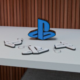 Playstation โลโก้ตกแต่งและพวงกุญแจและแม่เหล็กติดตู้เย็น