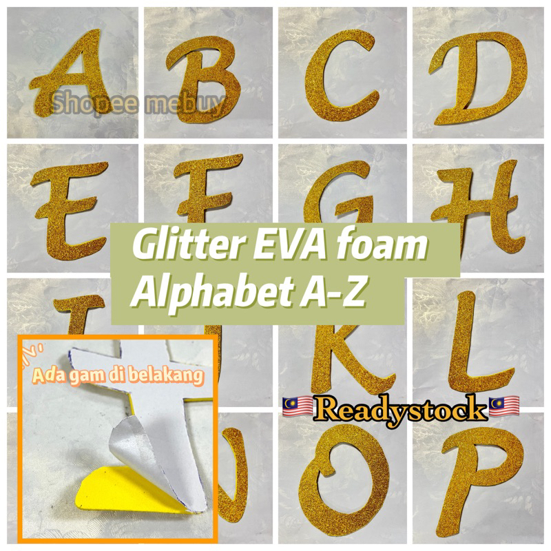 [5 นิ้ว] สติ๊กเกอร์ Huruf กลิตเตอร์แบบกําหนดเอง EVA โฟมตัวอักษร AZ โฟมตัวอักษร Huruf โฟม AZ ตกแต่งฉากหลังวันเกิด