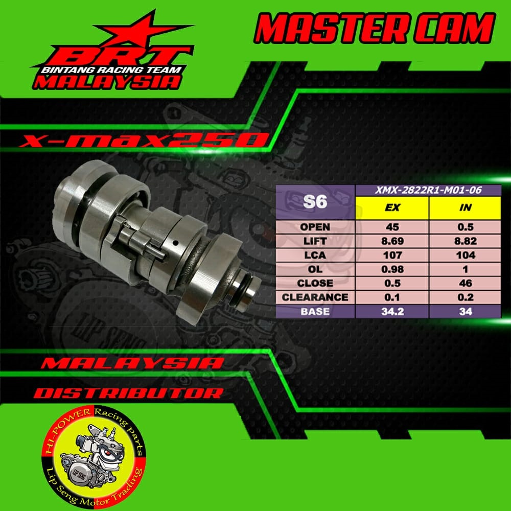 XMAX CAMSHAFT RACING BRT XMAX250/300 X-MAX BRT T1 S6 R1 BINTANG RACING TEAM CAM