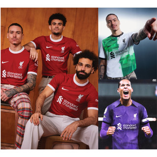 ใหม่ เสื้อกีฬาแขนสั้น ลายทีม Liverpool 23/24 ทีมเยือน พัดลม 3RD Player Issue ชุดเหย้า