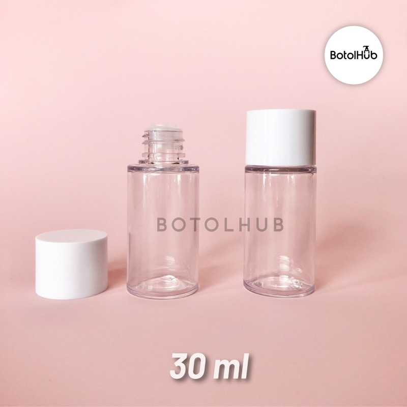 ขวดโทนเนอร์ขนาด 30 มล. 50 มล. ใสหนาพร้อมฝาสกรูสีขาว & จุก พีบี84
