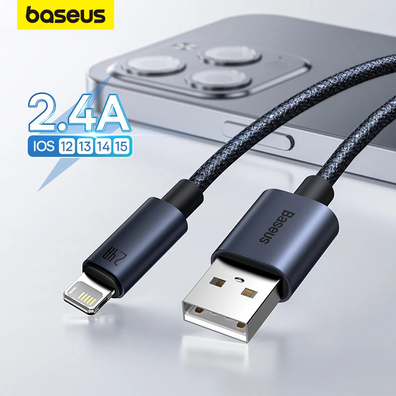 Baseus Minimalist Series สายชาร์จเร็ว USB 2.4A ถ่ายโอนข้อมูลความเร็วสูง แบบถัก ยาว 1.2 ม. สำหรับสมาร์ทโฟนและแท็บเล็ต