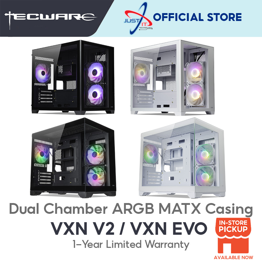 Tecware VXN V2 / VXN EVO TG V2 ARGB COMPACT CHAMBER MATX CASING ( สีดํา / ขาว )
