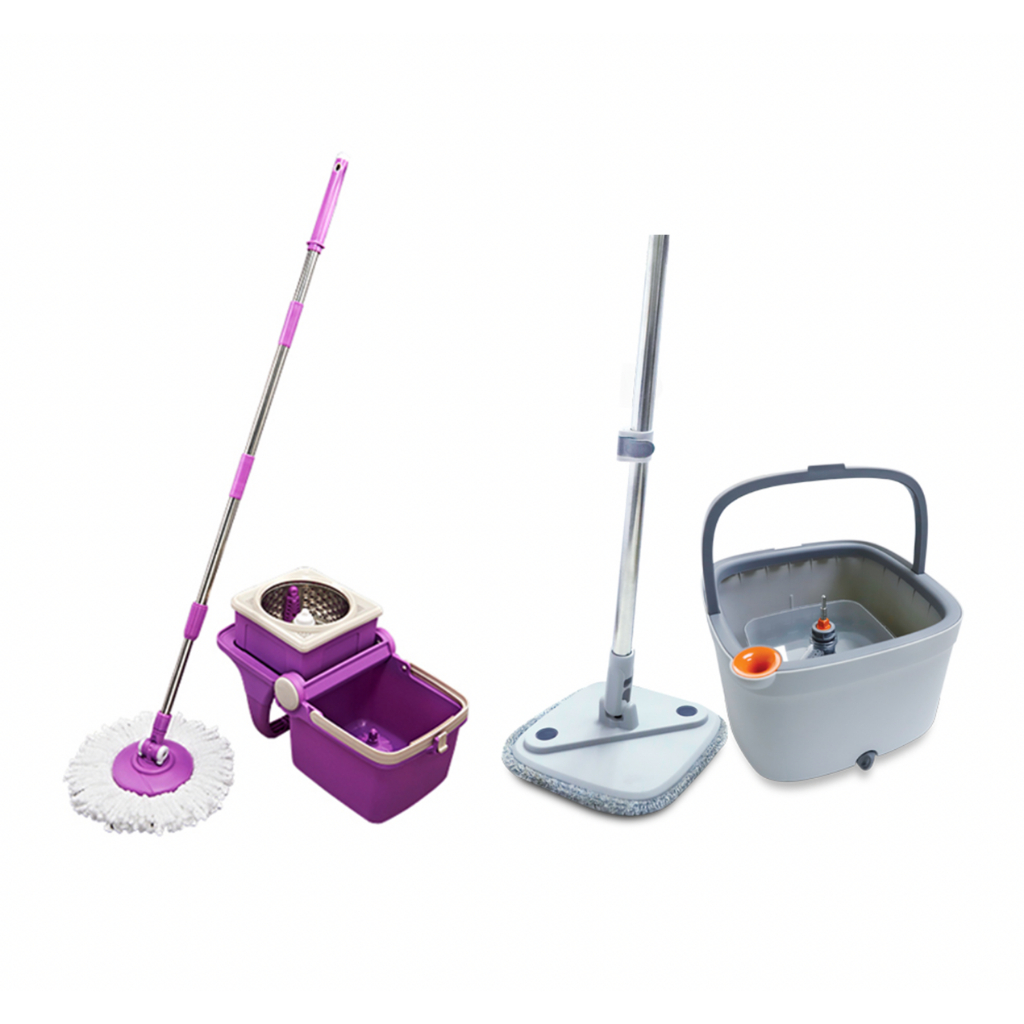 Dual Chamber Spin Dry Mop II – Mop Kering - สีม่วง / ส้ม / ด้าม / อะไหล่ทดแทนแผ่น / เส้นด้าย (Cosway