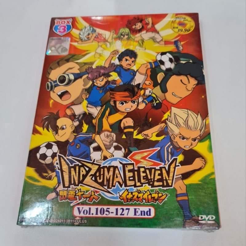 แผ่น DVD การ์ตูนอนิเมะ Inazuma Eleven Box 3 Vol 105-127 End Licensed