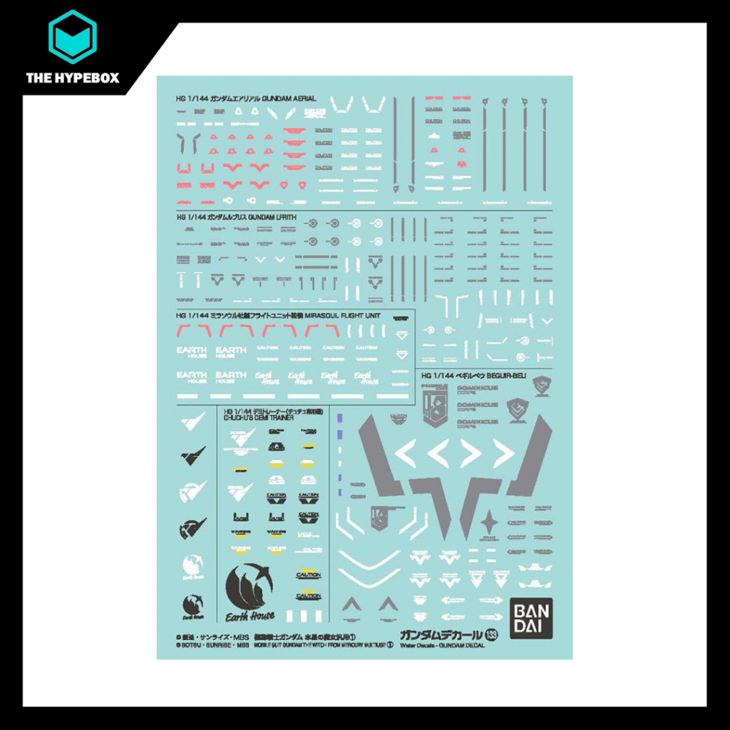 Bandai - GUNDAM DECAL133 MOBILE SUIT GUNDAM THE WITCH จาก MERCURY MULTIUSE 1 - GUNDAM DECAL