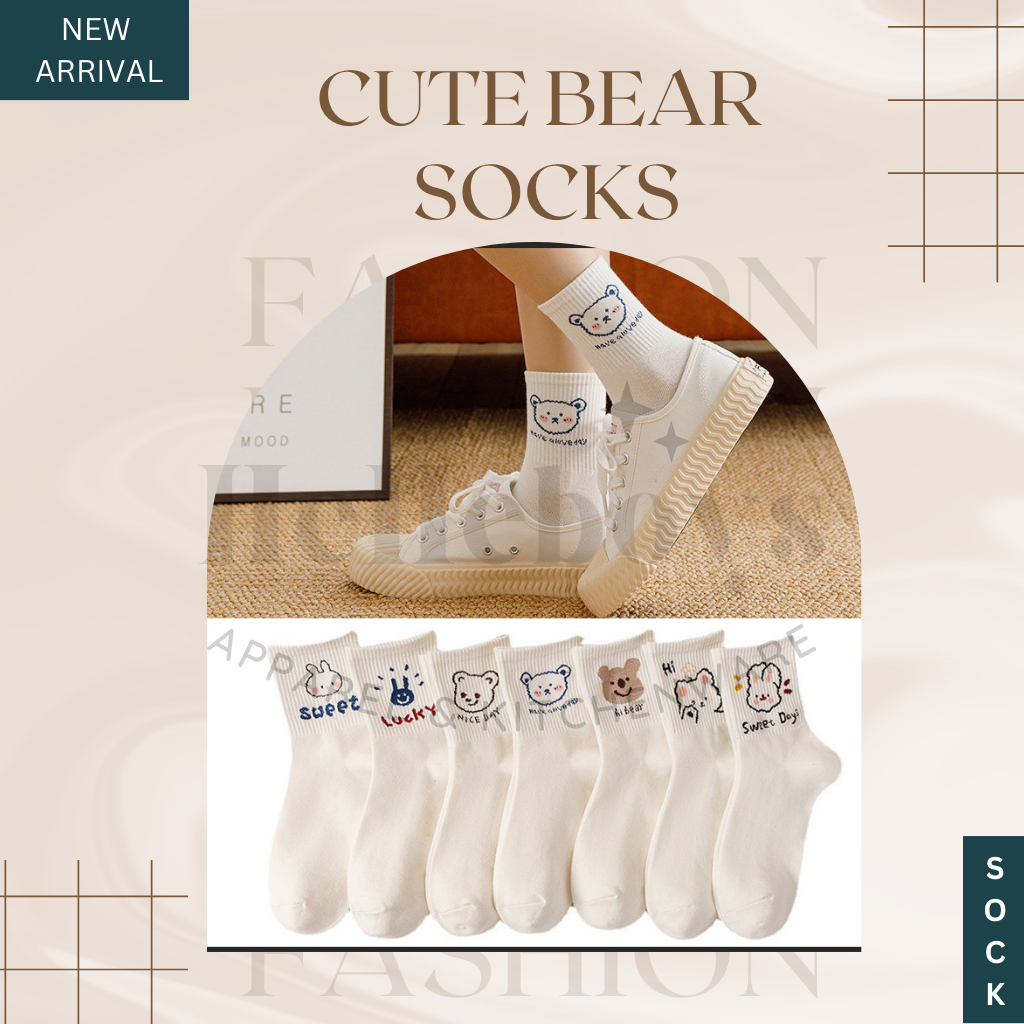 Mid Calf Women Socks Casual Socks Stokin Wanita Kualiti Cotton Socks น่ารัก