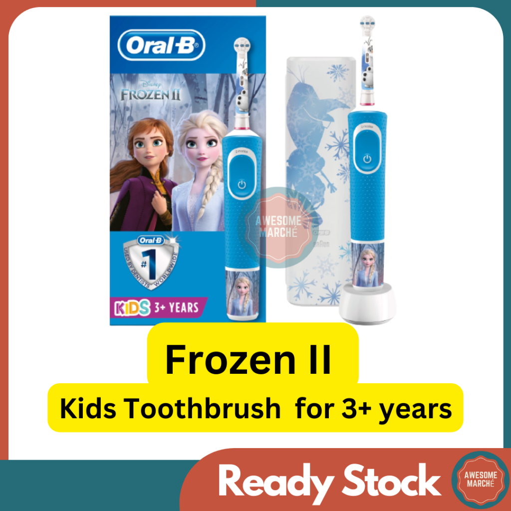 Oral-B ชาร์จเด็ก 3+ ขับเคลื่อนแปรงสีฟัน Frozen II Girl แปรงสีฟัน 90% ของแปรงเด็กอีกต่อไป Berus Gigi 