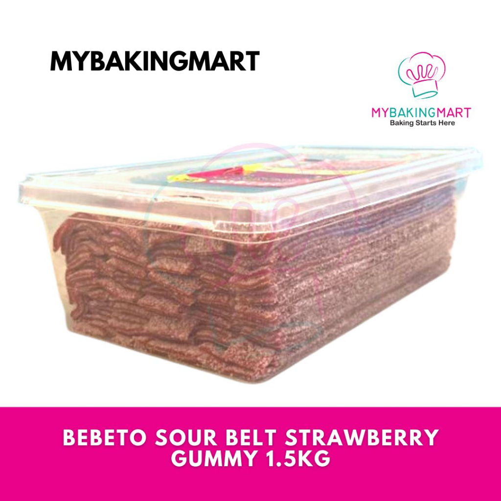 มายบากิงมาร์ท | Bebeto Strawberry Sour Belt Candy Gummy 1.5กก