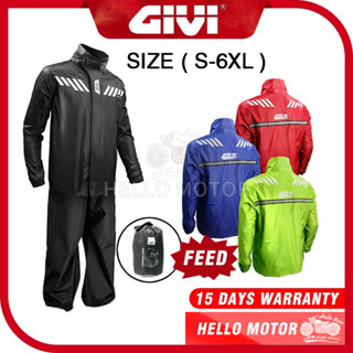 Givi RRS04 เสื้อกันฝน คุณภาพพรีเมี่ยม มีกระเป๋า 2 ชั้น S - 6XL ฟรีกระเป๋า Baju Hujan