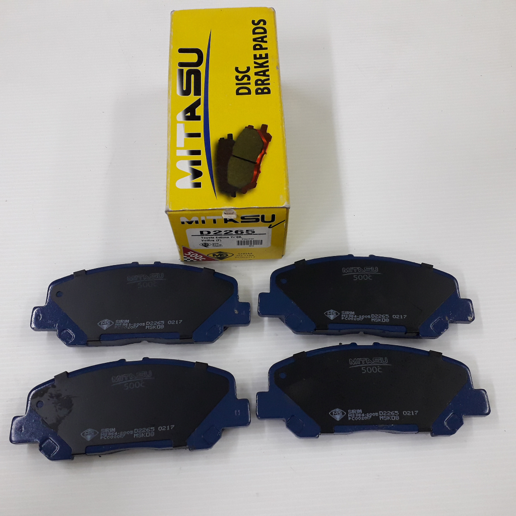 (MITASU D2265) (Work Temp 500 C) (หน้า) ผ้าเบรคสําหรับ Toyota Estima Acr50 Vellfire ANH20 30 Alphard