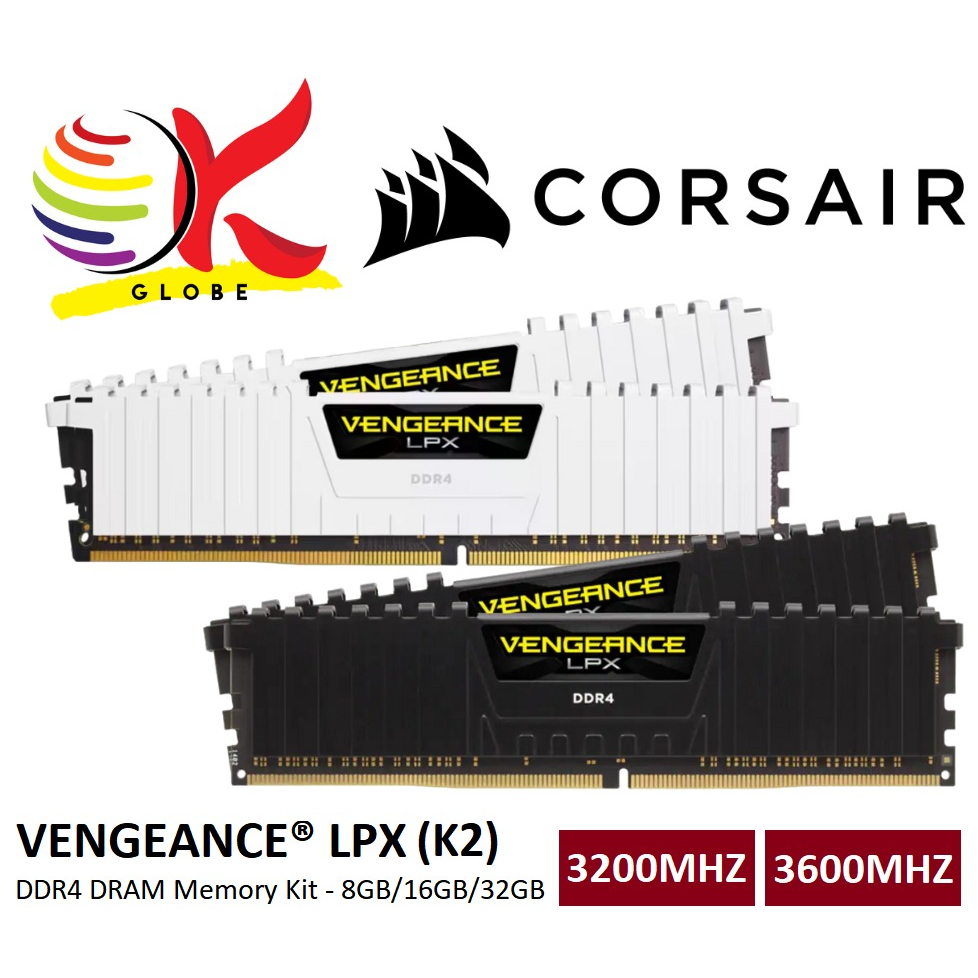 Corsair DESKTOP VENGEANCE LPX (K2) แรมเกมมิ่ง RGB DDR4 ( 3200MHZ / 3600MHZ ) (16GB / 32 GB / 64GB )