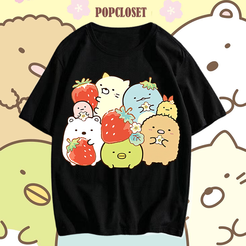 ผู้หญิง CARTOON PATTERN TSHIRT Sumikko Gurashi เสื้อยืด harajuku ผู้หญิง 角 เสื้อผ้าเสื้อยืด เสื้อยืด