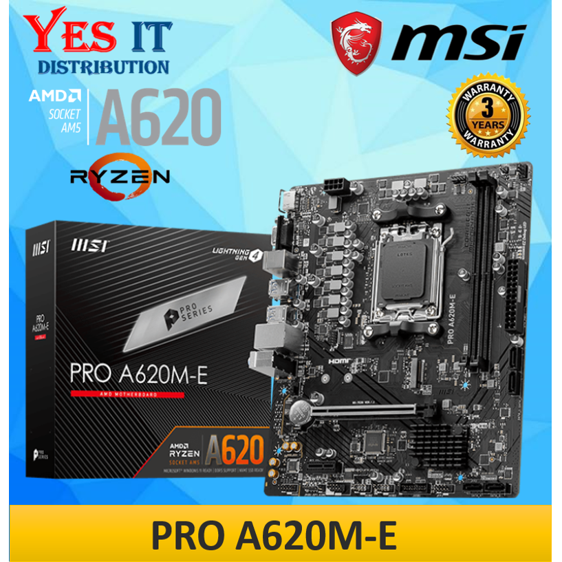 เมนบอร์ด MSI PRO A620M-E mATX AMD A620 DDR5 เท่านั้น