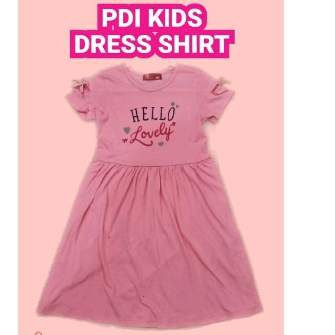 Preloved PDI KIDS สาวชุดยาวเสื้อสายแขนสั้นลําลองรอบคอหมวกข้อความพิมพ์ (8-9yrs)