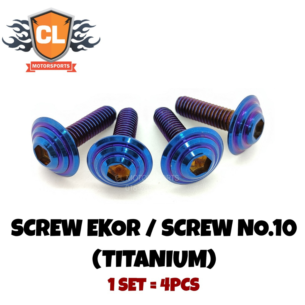 SKRU EKOR REAR FENDER SCREW (TITANIUM) SCREW SIZE 10 (1 SET = 4 ชิ้น)