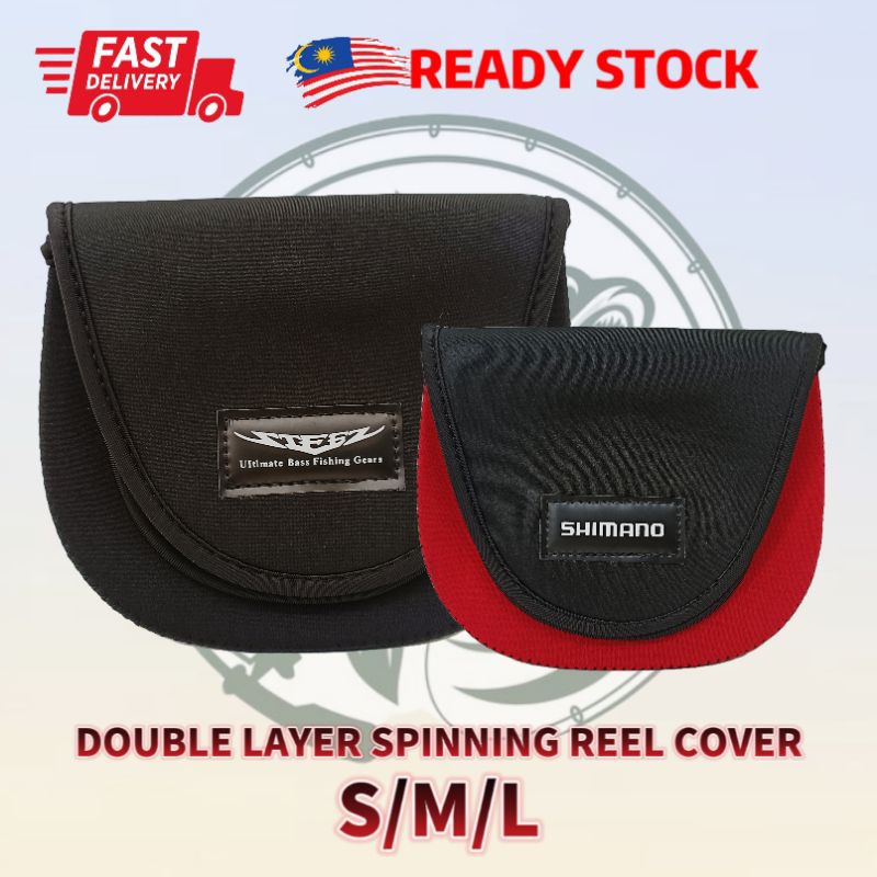 FB006*สองชั้น* Shimano Steez Spinning Reel Bag Cover Daiwa Reel Cover Bag Beg Mesin Pancing车轮保护套