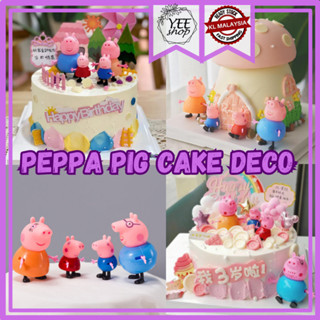 ของเล่นฟิกเกอร์ Peppa Pig สําหรับตกแต่งเค้กวันเกิดเด็ก 4 ชิ้น ต่อชุด