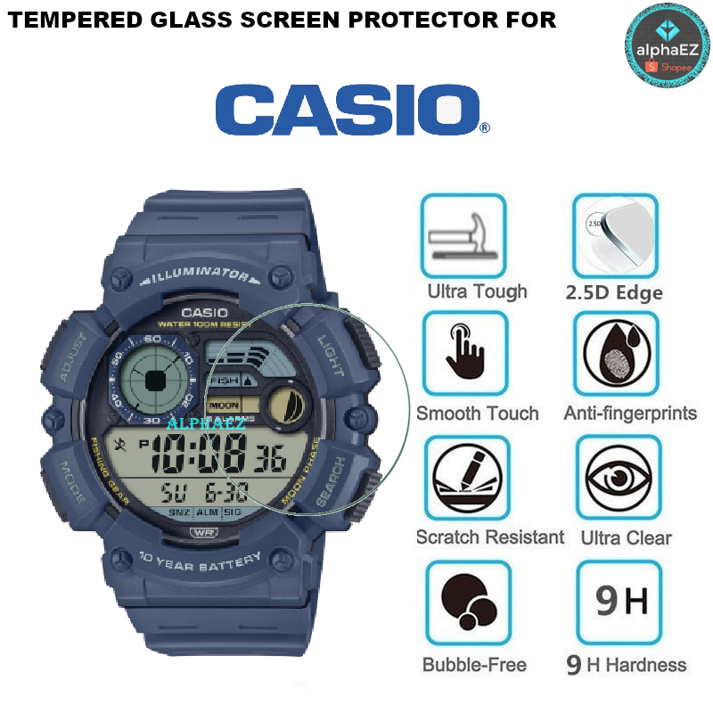 Casio WS-1500H-2AV 9H นาฬิกาป้องกันหน้าจอกระจกนิรภัย Scratch Resist W1500H WS1500H WS1500 CTG