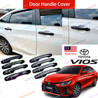 ฝาครอบมือจับประตูคาร์บอน ป้องกันรอยขีดข่วน สีดํา สําหรับ Toyota Vios 2023 Vios 2023