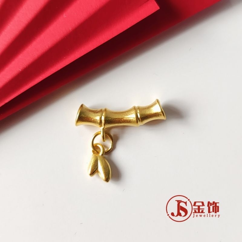 Js Jewellery 999 Gold Bamboo Bead Charm 999 Gold Bamboo Bead Charm 999 Gold Bamboo Bead Charm Emas