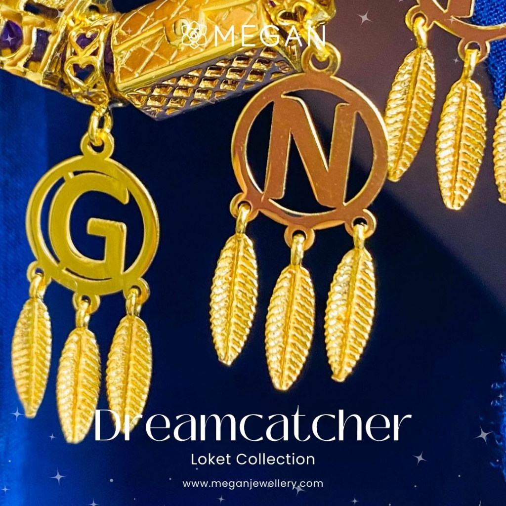 Megan Jewelery Dream Catcher Letter Locket Gold 916