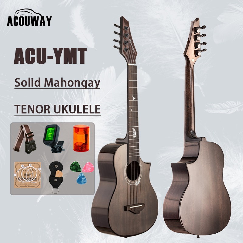 D'ADDARIO ACOUWAY 26 นิ้ว Cutaway Ukulele Tenor Ukelele 2A Solid Mahogany Top Glossy Finish DAddario